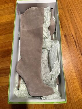 Sam Edelman Taupe Suede Knee-High Stiletto Boot